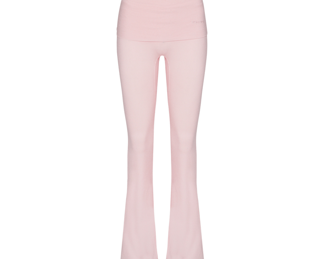 Exercere Tights Rib Fold Over Pants - Soft Pink