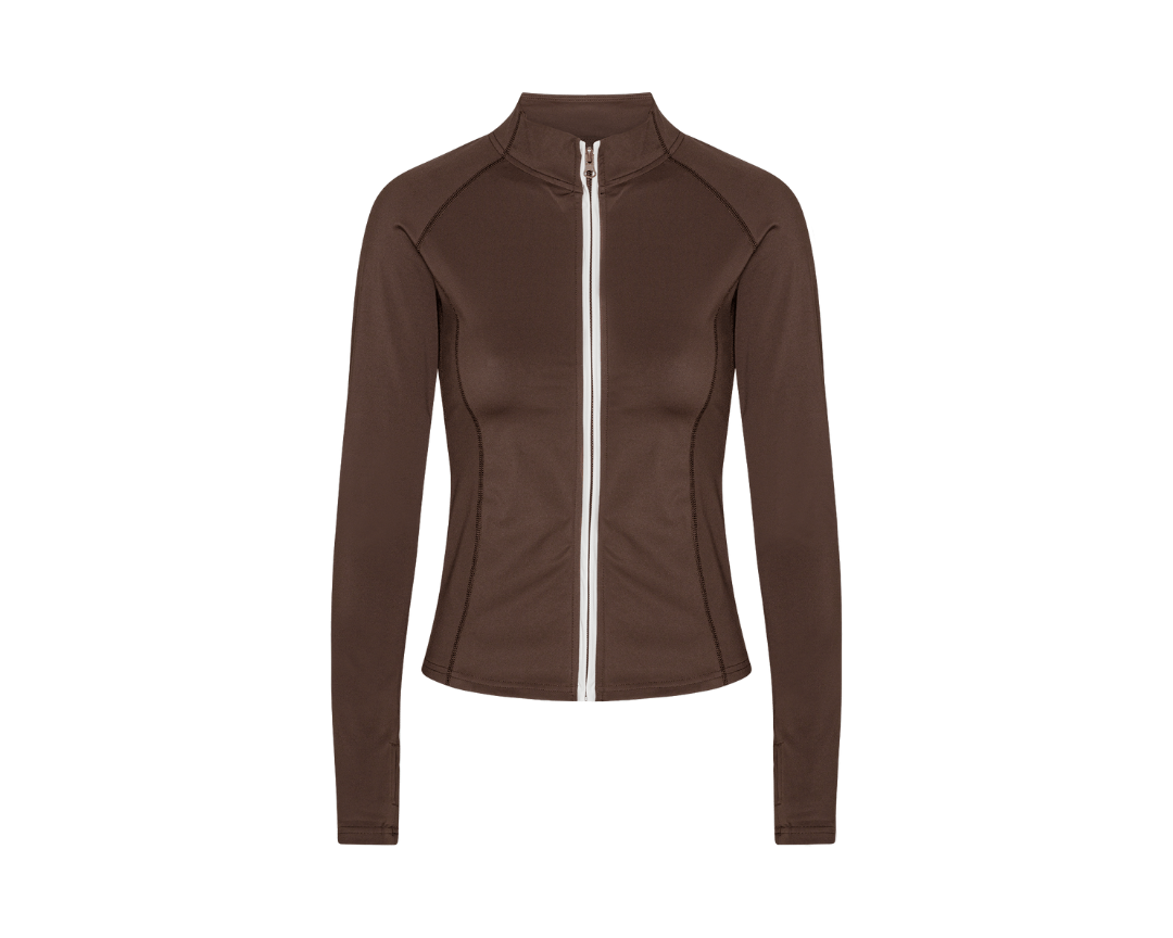 Exercere Blouses Active Zip Blouse - Pecan Brown